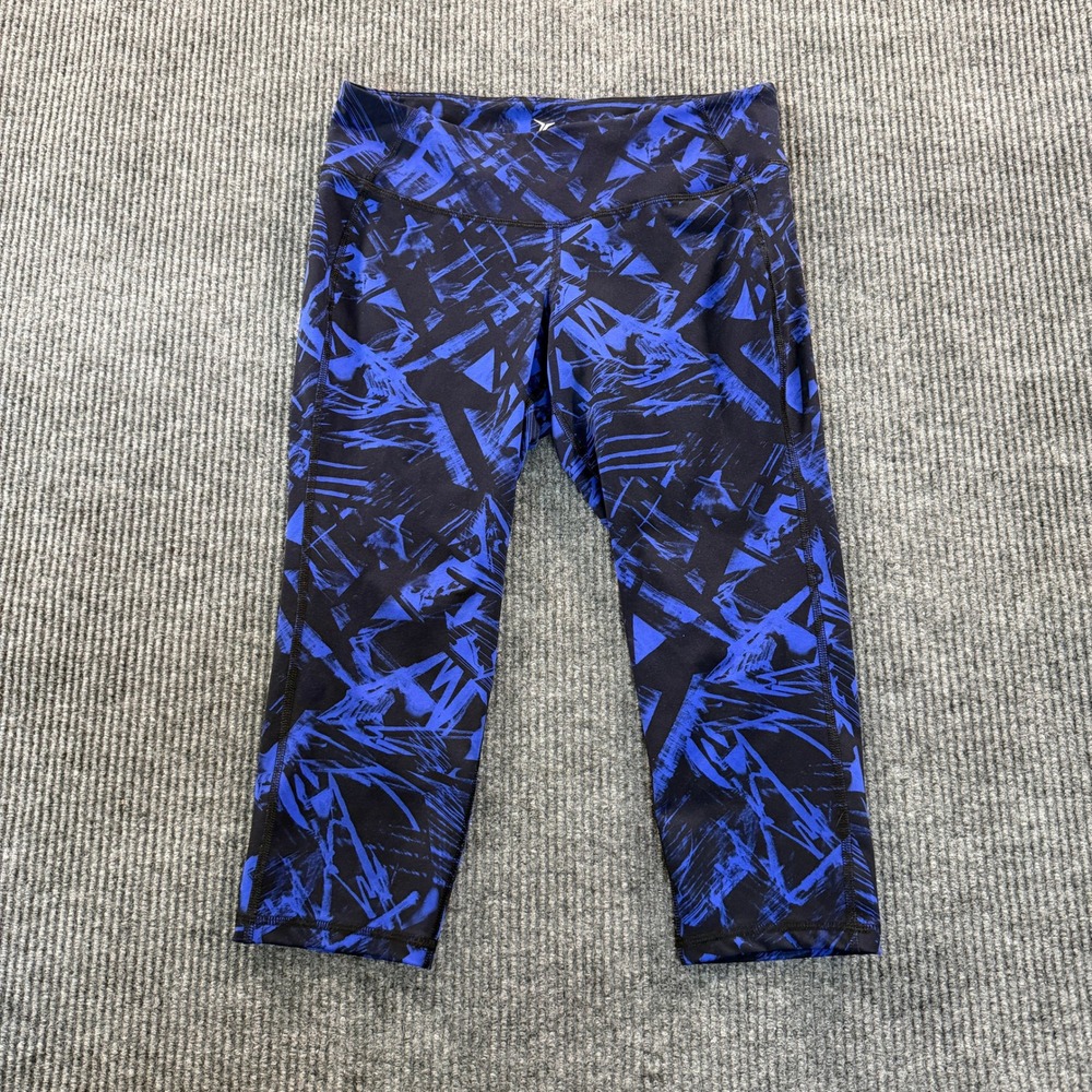 Old Navy Go Dry Crop Leggings Large Blue Black Abstract Crop Athletic Pants